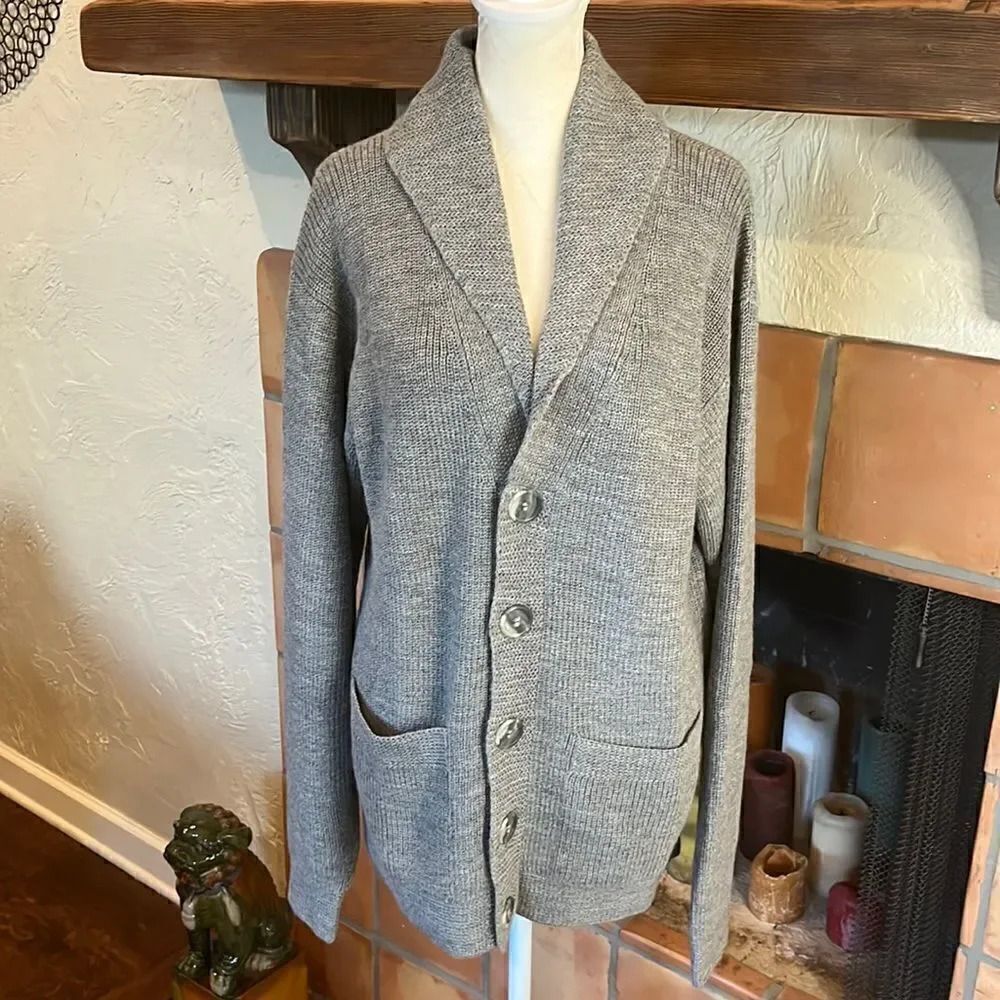 Peruvianni for Art Atlas gray alpaca cardigan, XL!